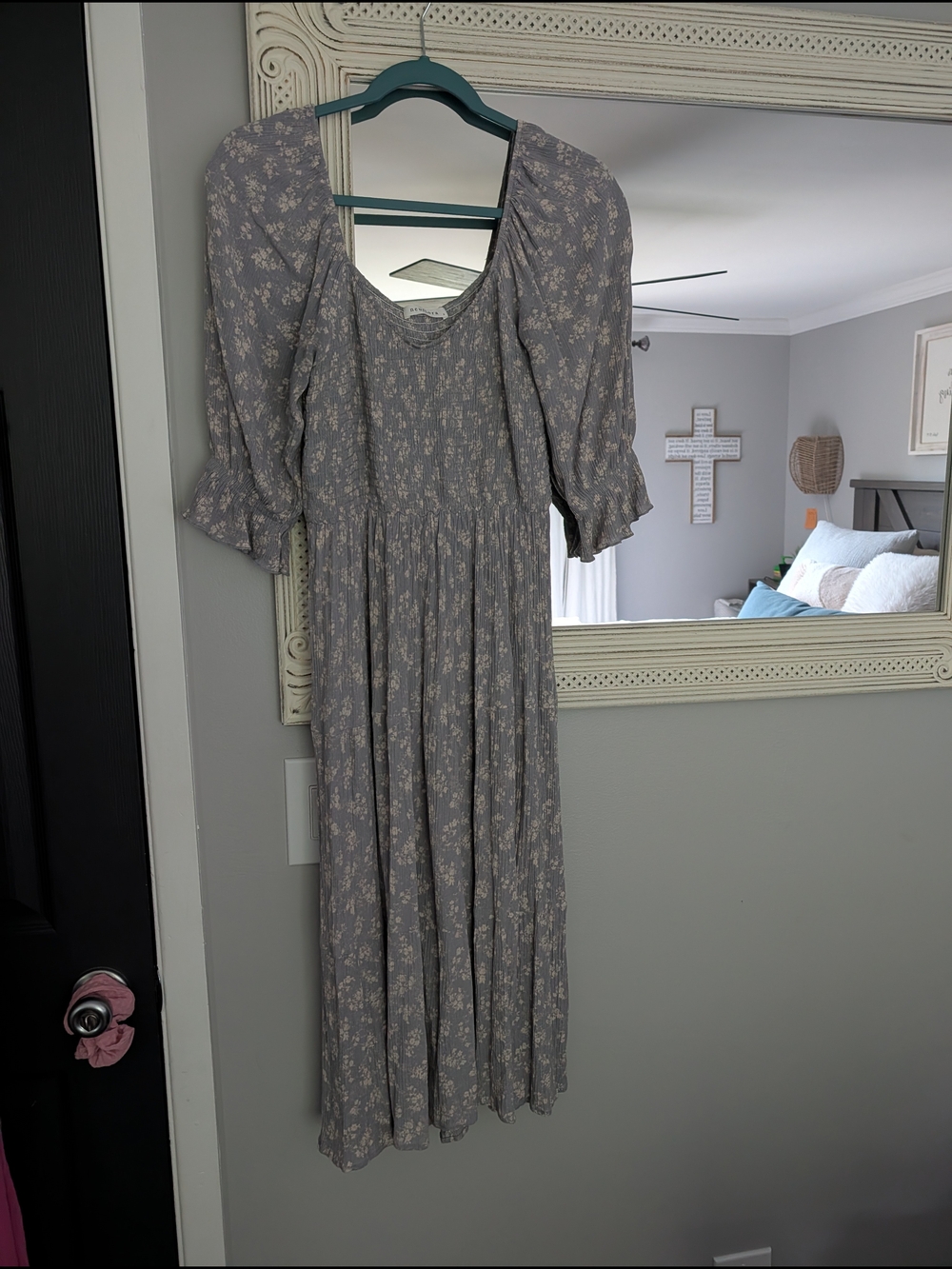 Neuflora Women's Floral Midi Dress - Light Blue/Gray